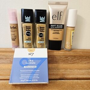 **Makeup Bundle** Maybelline, e.l.f., No7 Foundations Concealers NEW Medium Tan